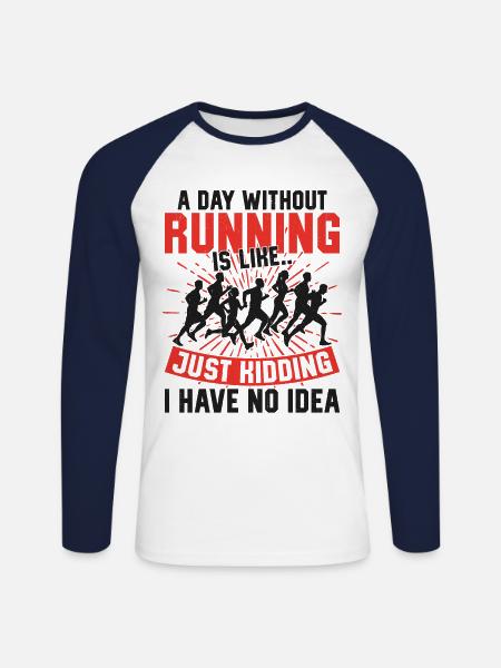 Running Runner Half Marathon - Unisex Baseballshirt langarm - Weiß/Navy