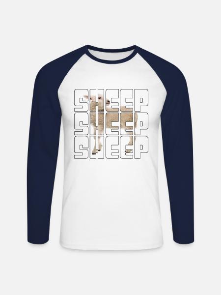 Schaf - Unisex Baseballshirt langarm - Weiß/Navy