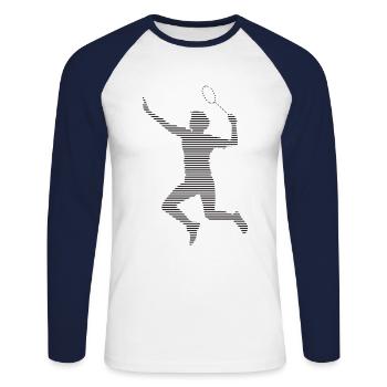 Badminton - T-shirt baseball manches longues Homme - blanc/marine - Devant - Nik (191cm)