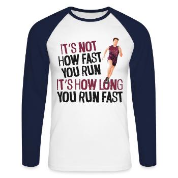Running Runner Half Marathon - Unisex Baseballshirt langarm - Weiß/Navy - Vorne - Nik (191cm)