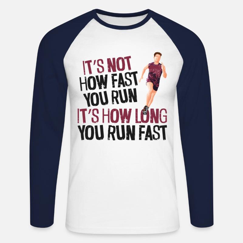 Running Runner Half Marathon - Unisex Baseballshirt langarm - Weiß/Navy