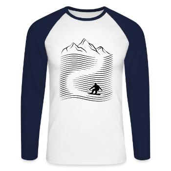 Alpine Mountains Snowboarding Alps Slope Snowboard - Unisex Long Sleeve Baseball T-Shirt - white/navy - Front - Nik (191cm)