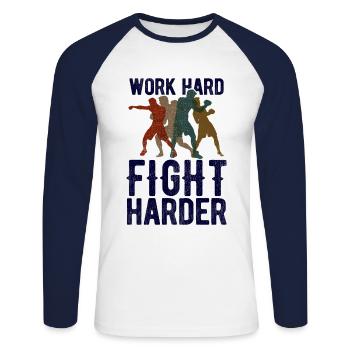 Boxsport Boxing - Unisex Baseballshirt langarm - Weiß/Navy - Vorne - Nik (191cm)