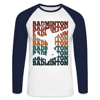 Badminton - Unisex Baseballshirt langarm - Weiß/Navy - Vorne - Nik (191cm)
