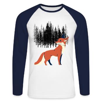 Fox Norway Scandinavia Red Deer Wildlife - Unisex Long Sleeve Baseball T-Shirt - white/navy - Front - Nik (191cm)