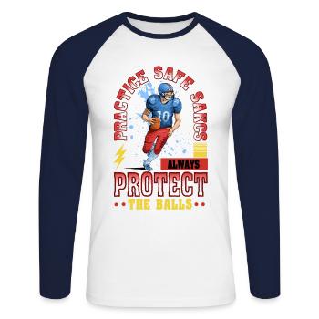 American Football Sport Design - Unisex Long Sleeve Baseball T-Shirt - white/navy - Front - Nik (191cm)