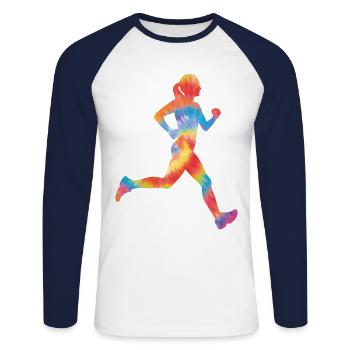 Running Runner Half Marathon Tie - T-shirt baseball manches longues Homme - blanc/marine - Devant - Nik (191cm)