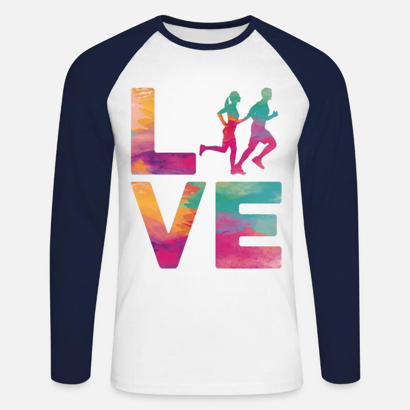 Running Runner Half Marathon - Unisex Baseballshirt langarm - Weiß/Navy