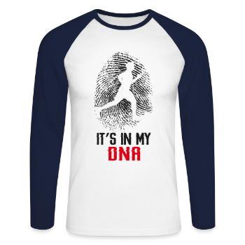 Running Runner Semi-Marathon - T-shirt baseball manches longues Homme - blanc/marine - Devant - Nik (191cm)