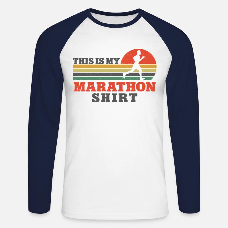 Running Runner Half Marathon - Unisex Long Sleeve Baseball T-Shirt - white/navy