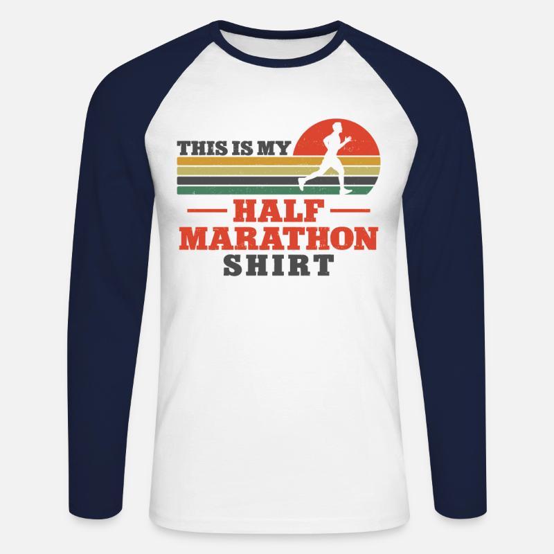 Running Runner Half Marathon - Unisex Long Sleeve Baseball T-Shirt - white/navy