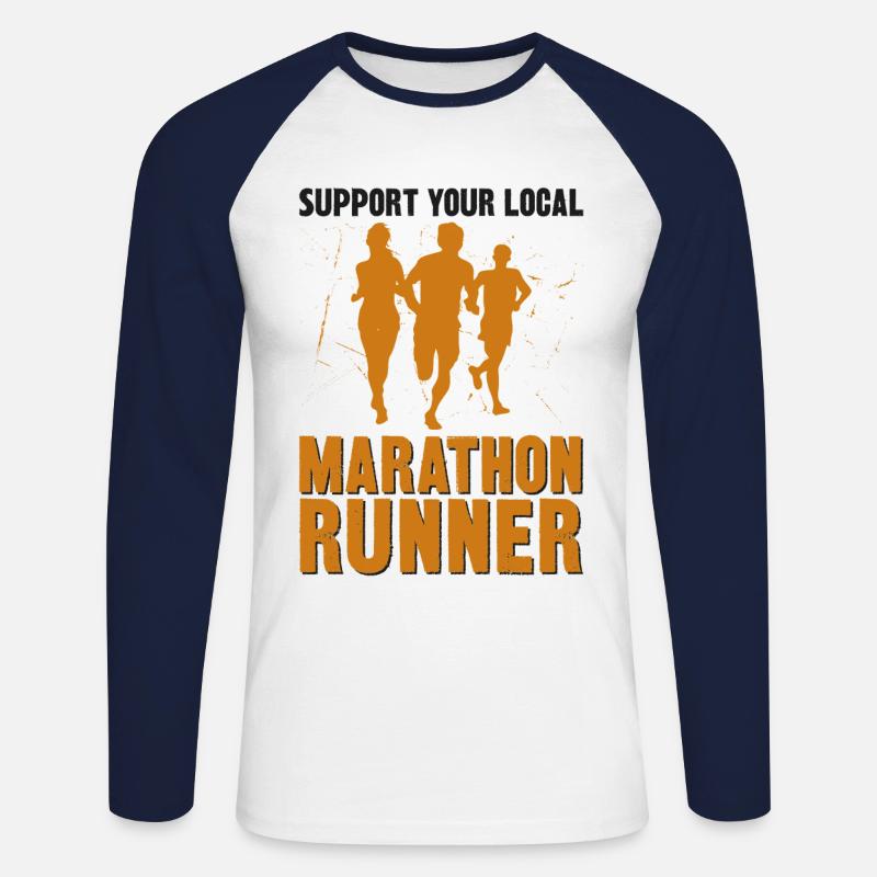 Running Runner Half Marathon - Unisex Baseballshirt langarm - Weiß/Navy