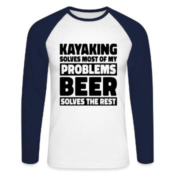 Kayaking Solves Most Of My Problems Beer Solves Th - Unisex Baseballshirt langarm - Weiß/Navy - Vorne - Nik (191cm)