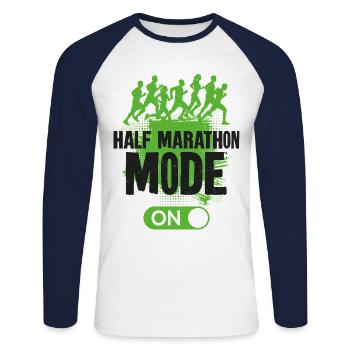 Running Runner Half Marathon - Unisex Baseballshirt langarm - Weiß/Navy - Vorne - Nik (191cm)