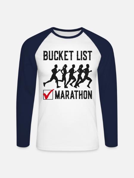 Running Runner Half Marathon - Unisex Long Sleeve Baseball T-Shirt - white/navy