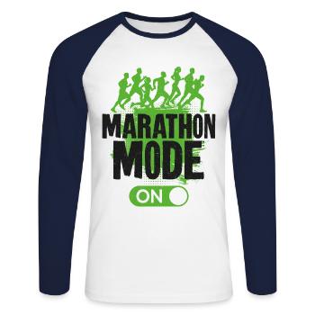 Running Runner Half Marathon - Unisex Baseballshirt langarm - Weiß/Navy - Vorne - Nik (191cm)
