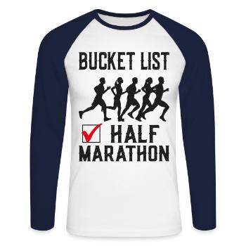 Running Runner Half Marathon - Unisex Baseballshirt langarm - Weiß/Navy - Vorne - Nik (191cm)
