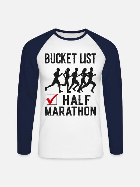 Running Runner Half Marathon - Unisex Baseballshirt langarm - Weiß/Navy