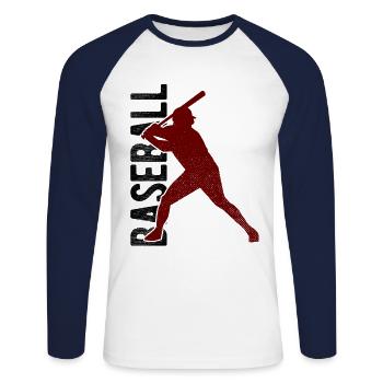 Baseball - Unisex Baseballshirt langarm - Weiß/Navy - Vorne - Nik (191cm)