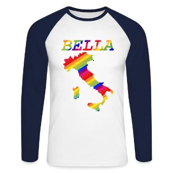Bella Italia LGBTQ freiheit für die freie Liebe - Unisex Baseballshirt langarm - Weiß/Navy - Vorne - Nik (191cm)