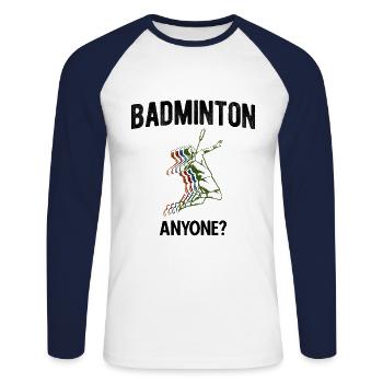Badminton - Unisex Baseballshirt langarm - Weiß/Navy - Vorne - Nik (191cm)