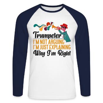 Trumpet Player Trumpeter I'm Not - Unisex Baseballshirt langarm - Weiß/Navy - Vorne - Nik (191cm)