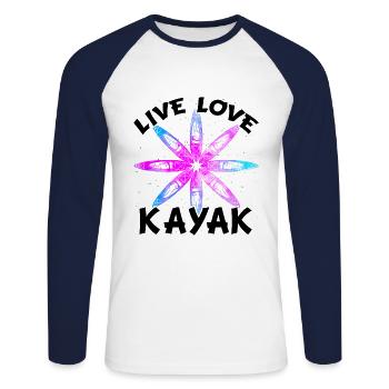 Live Love Kayak Kayaking Rowing Rower Canoe Rower - Unisex Baseballshirt langarm - Weiß/Navy - Vorne - Nik (191cm)