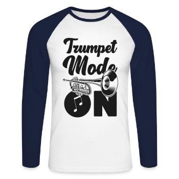 Trumpet Player Trumpet Mode On - Unisex Baseballshirt langarm - Weiß/Navy - Vorne - Nik (191cm)