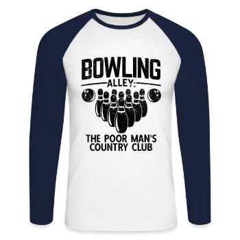 Bowling - Unisex Baseballshirt langarm - Weiß/Navy - Vorne - Nik (191cm)
