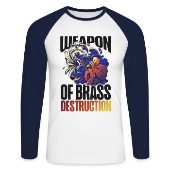 Trumpet Player Pun Weapon Of Brass - Unisex Baseballshirt langarm - Weiß/Navy - Vorne - Nik (191cm)
