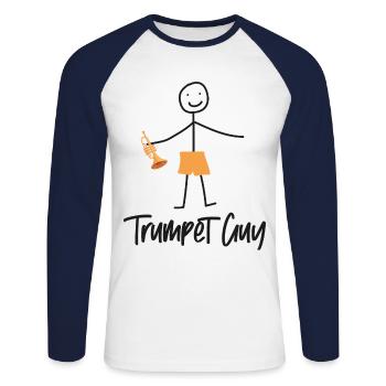Trumpet Player Minimalistic - Unisex Baseballshirt langarm - Weiß/Navy - Vorne - Nik (191cm)