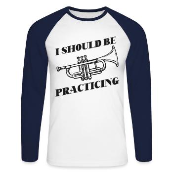 Trumpet Player I Should Be - Unisex Baseballshirt langarm - Weiß/Navy - Vorne - Nik (191cm)