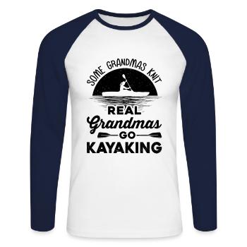 Some Grandmas Knit Real Grandmas Go Kayaking Rower - Unisex Baseballshirt langarm - Weiß/Navy - Vorne - Nik (191cm)