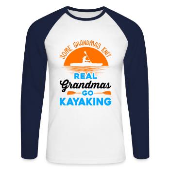 Some Grandmas Knit Real Grandmas Go Kayaking Rower - Unisex Baseballshirt langarm - Weiß/Navy - Vorne - Nik (191cm)
