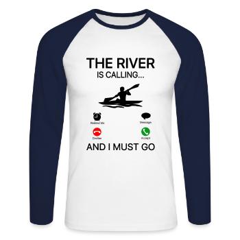 The River Is Calling And I Must Go Rowing Canoe Ka - Unisex Baseballshirt langarm - Weiß/Navy - Vorne - Nik (191cm)