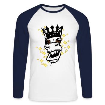 Fairytale Character Horse Prince King Rider Rider - Unisex Long Sleeve Baseball T-Shirt - white/navy - Front - Nik (191cm)