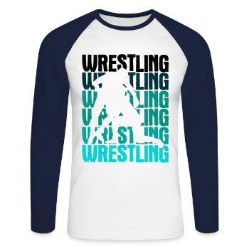 Grappling Martial Arts Wrestling - Unisex Baseballshirt langarm - Weiß/Navy - Vorne - Nik (191cm)