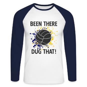 Volleyballer Spruch Für Volleyballspiel Volleyball - Unisex Baseballshirt langarm - Weiß/Navy - Vorne - Nik (191cm)