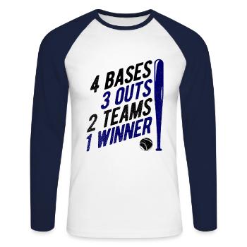 Baseball - Unisex Baseballshirt langarm - Weiß/Navy - Vorne - Nik (191cm)