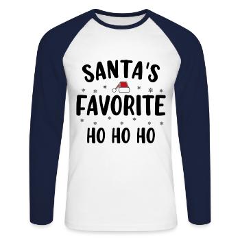 Santa's favorite ho - T-shirt baseball manches longues Homme - blanc/marine - Devant - Nik (191cm)