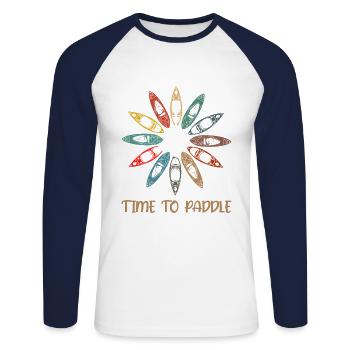 Time To Paddle Canoe Kayaking Rowing Rower Paddlin - Unisex Baseballshirt langarm - Weiß/Navy - Vorne - Nik (191cm)