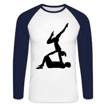 Retro Graphic Gymnast Gymnastics Acrobat Acrobatic - Unisex Baseballshirt langarm - Weiß/Navy - Vorne - Nik (191cm)
