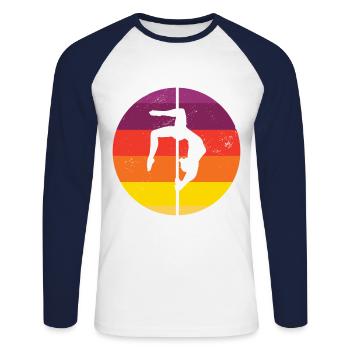 Retro Graphic Gymnast Gymnastics Acrobat Acrobatic - Unisex Baseballshirt langarm - Weiß/Navy - Vorne - Nik (191cm)