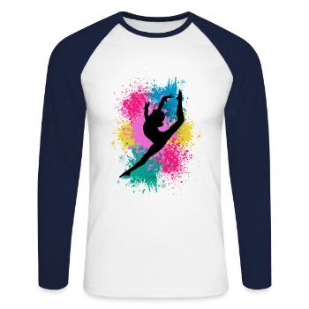 Retro Graphic Gymnast Gymnastics Acrobat Acrobatic - Unisex Baseballshirt langarm - Weiß/Navy - Vorne - Nik (191cm)