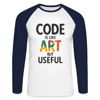 Software Ingenieur Informatiker Programmierer - Unisex Baseballshirt langarm - Weiß/Navy - Vorne - Nik (191cm)