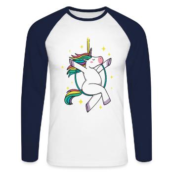 Unicorn Graphic Gymnast Gymnastics Acrobat Acrobat - Unisex Baseballshirt langarm - Weiß/Navy - Vorne - Nik (191cm)