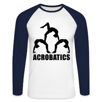 Retro Graphic Gymnast Gymnastics Acrobat Acrobatic - Unisex Baseballshirt langarm - Weiß/Navy - Vorne - Nik (191cm)