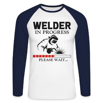Welder Welding Apprentice Vintage - Unisex Baseballshirt langarm - Weiß/Navy - Vorne - Nik (191cm)