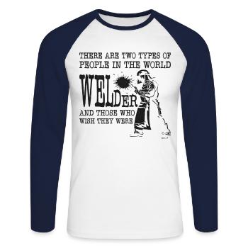 Welder Welding Vintage There Are - Unisex Baseballshirt langarm - Weiß/Navy - Vorne - Nik (191cm)