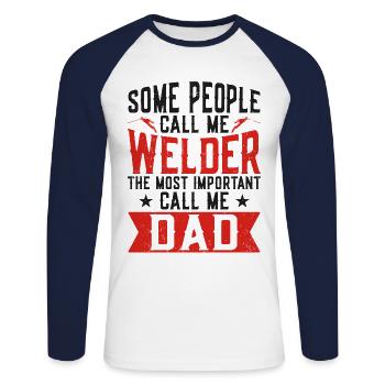 Welder Welding Dad Father Vintage - Unisex Long Sleeve Baseball T-Shirt - white/navy - Front - Nik (191cm)